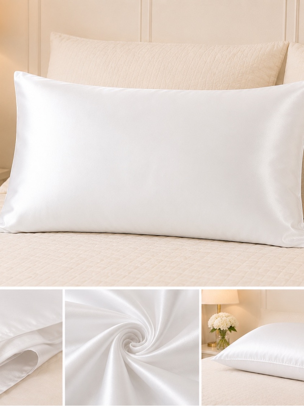 Satin White Pillowcase - Luxury Home Bedding